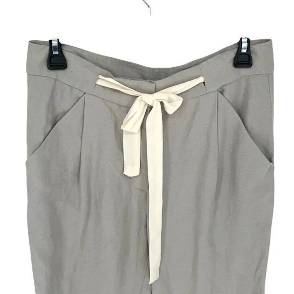 Wilfred Womens Allant Linen Blend‎ Tie Waist Crop Pants Light Gray Size 2